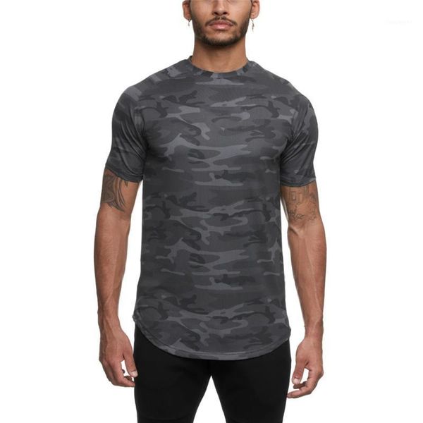 

running jerseys 2021 camo sport shirt men short sleeve workout gym compression slim fit tshirt fitness t1, Black;blue