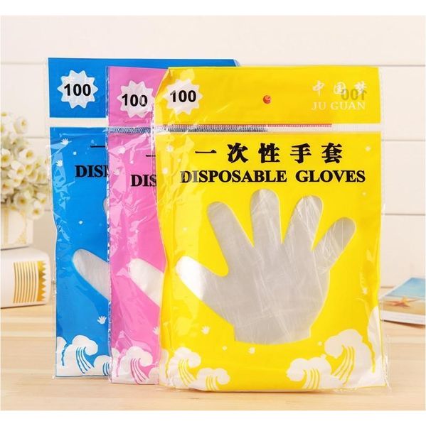 

100 pcs/set pe disposable gloves waterproof oilproof transparent home film glove multifunctional sanitary gloves for home clean bh2198