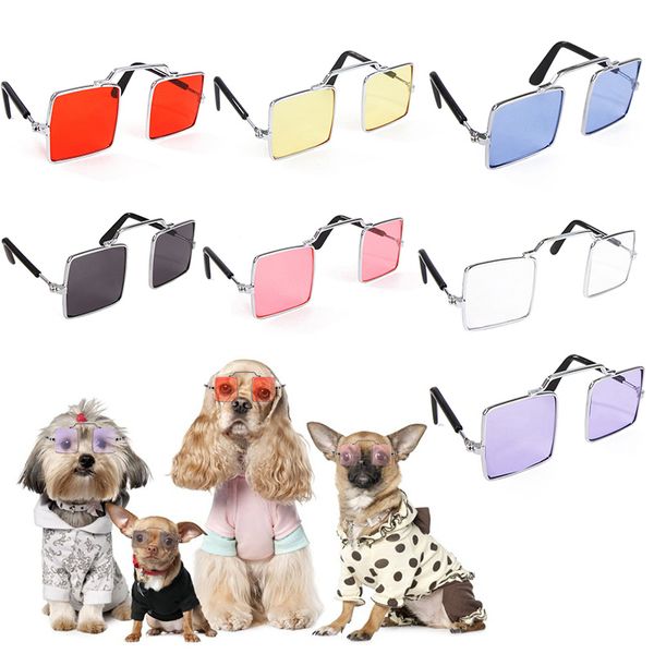 

1pc fashion lovely metal puppy pet small dog cat eye glasses eyewear sunglasses ps props accessories 8 7 * 3cm