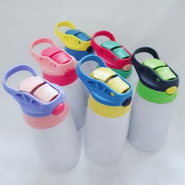 

12oz sublimation kids tumbler blank sippy cup straw stainless steel thermos water bottle children outdoor cup sea shipping dda721