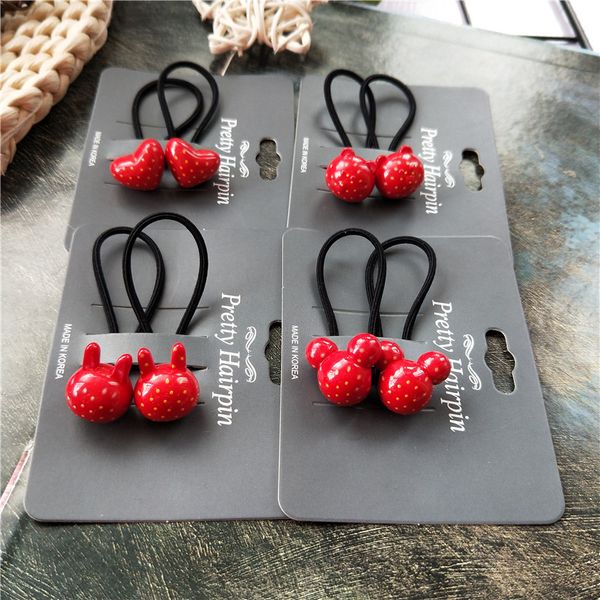 

2pcs new cute rabbit wave point princess headwear kids elastic hair bands children ropes girls accessories baby headdress