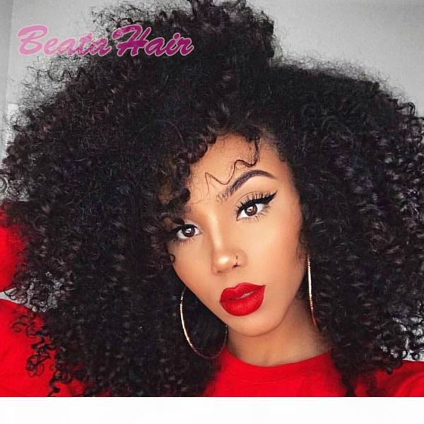 

full lace human hair wigs for black women 150% brazilian kinky curly wig natural short bob glueless lace front human hair wigs, Black;brown