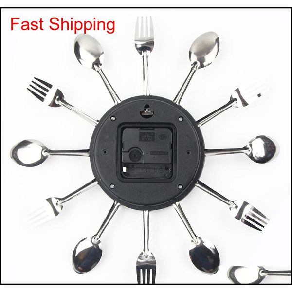 

2017 new modern kitchen wall clock sliver cutlery clocks spoon fork creative wall stickers mechanism design jlljfo fight2010