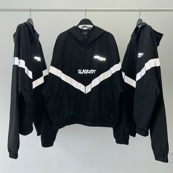 

justin bieber oversize reflective stripe track jacket short-length styling lined with mesh full-zip bomber 1027, Black;brown