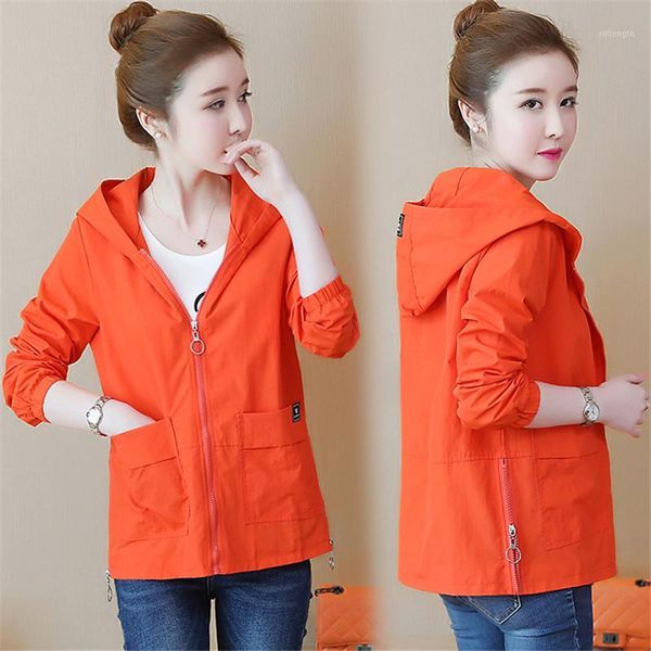 

2019 new spring autumn women jacket loose hooded short coats casual female windbreaker waterproof sun-protection outwear m671, Black;brown