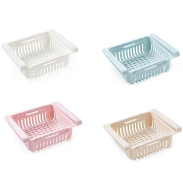 

fridge drawer organizer, 4 pack retractable drawer refrigerator storage box, unique design pull out bins, fridge shelf holder st1