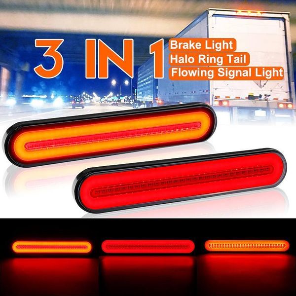 

4/2/1pcs 4 in 1 neon halo ring tail brake slamp waterproof led trailer truck 3rd brake light turn signal light 12v 24v1