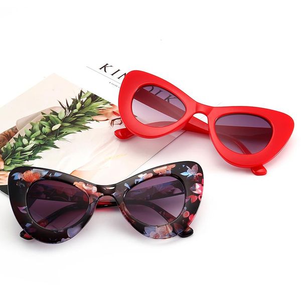 

sunglasses fashion cat eye women 2021 trending products retro red black pink vintage leopard ladies festival glasses oculos, White;black