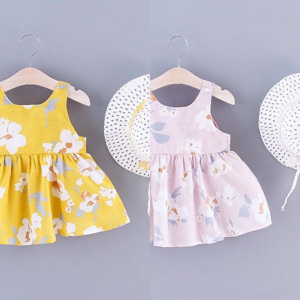 

2ov3f 2020 clothing floral summer girl's sweet bow korean daisy sleeveless korean children's clothing dress dresschildren's d, Black;gray