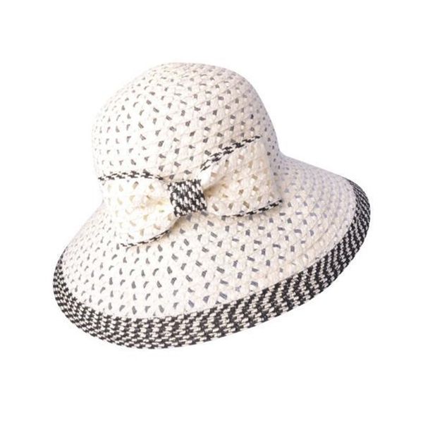 

fashion summer straw sun bow-tie handmade hat for women y200602, Blue;gray
