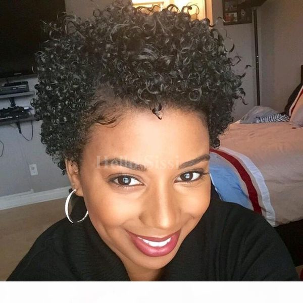 

pixie cut short full lace wig brazilian glueless full lace human cut hair wigs with baby hair short wigs for black women, Black;brown