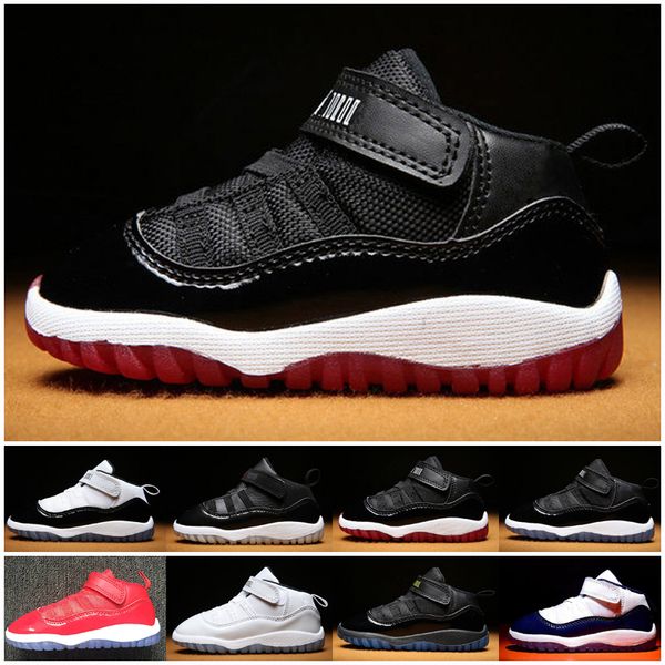 

gym red jumpman xi 11 toddler shoes bred space jam kids basketball sneaker concord gamm blue new born baby infant 11s shoes euro 22-27, Black