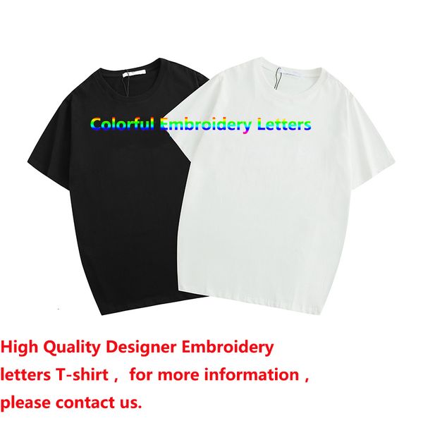

men's women designer t-shirts short sleeve cotton blend for summer brand fashion t-shirt with brand letter embroidery 2 colors wholesal, White;black
