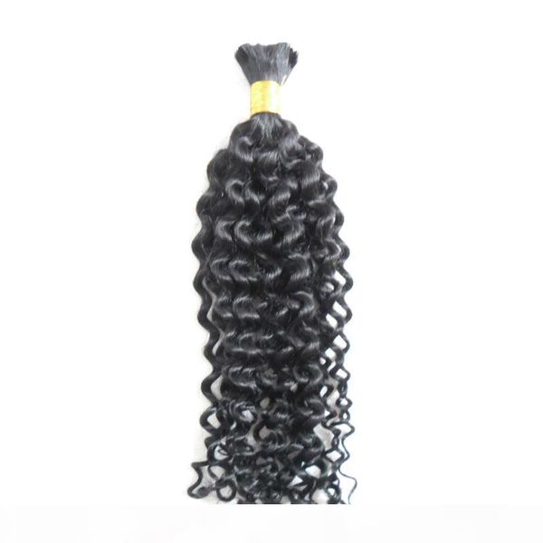 

mongolian kinky curly bulk hair 100g 1pcs human hair bulk for braiding bulk afro kinky curly braiding hair 18"20"22"24, Black