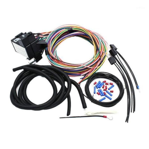 

universal 14 fuse 12v 14 circuit wire harness street rat muscle rod wiring color wiring harness kit for classic cars1