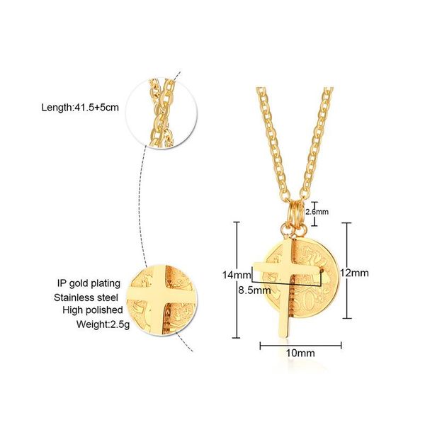 

pendant necklaces stainless steel 2021 paired coin cross necklace womens gold chains woman accesories chain on the neck fashion, Silver