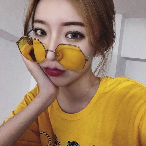 

polygonal ocean film street shooting men's harajuku style literature and art women's small fresh sunglasses, White;black