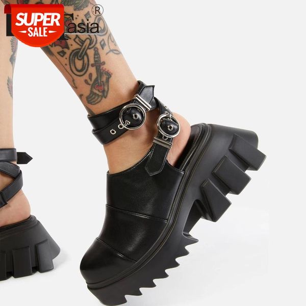 

doratasia 2021 brand new summer female cool sandals fashion gothic punk platform sandals women chunky high heels shoes woman #ee0d, Black