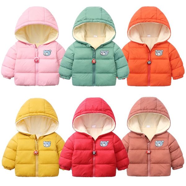 

children's cotton thickened down jacket baby winter warm clothes kids autumn zipper clothing with hooded boys outwear, Blue;gray
