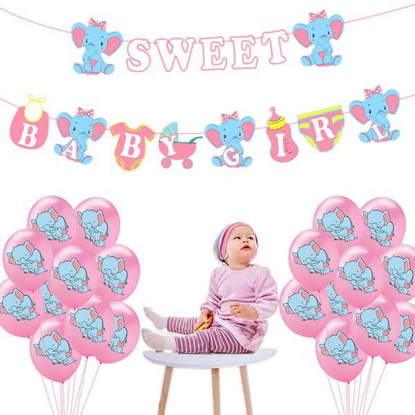 

cute elephant balloons confetti latex balloon happy birthday baby shower decoration banner boy girl gender reveal party supplies