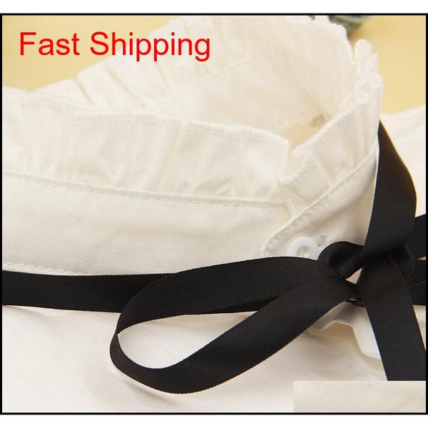 

white pretty bow tie ribbon collar shirt blouse fake detachable collar qylatb nana_shop, Black;gray