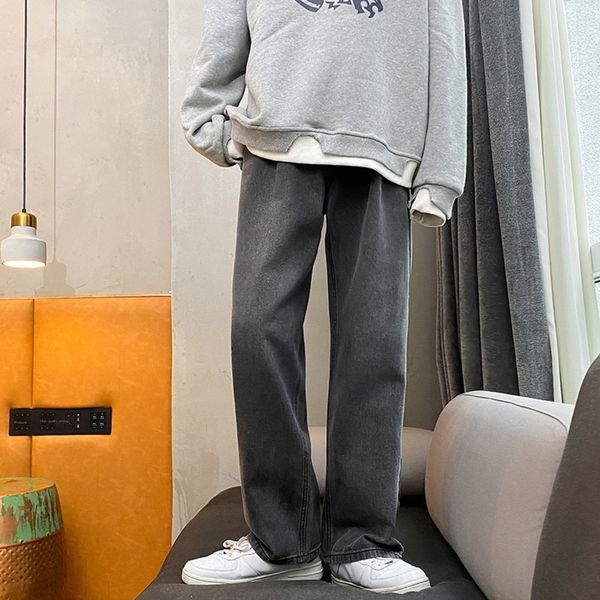 

yhj2r fashion autumn jeans wide leg men's jeans ins pants lovers loose straight washed men's wide leg pants d97vs, Blue
