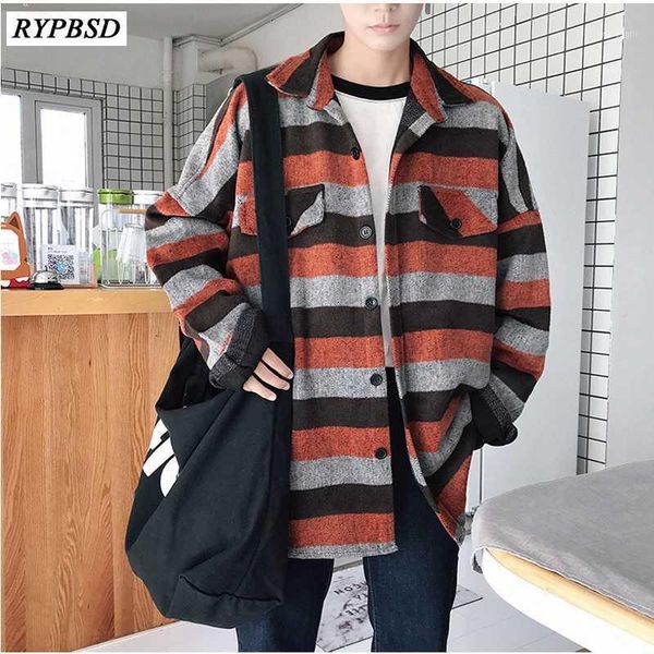 

wool men jacket new 2020 autumn turn down collar mens woolen jacket korean fashion loose casual long sleeve patchwork men1, Black