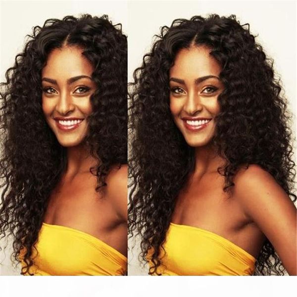

9a glueless lace front human hair full lace wigs brazilian human hair curly wigs for black women curly lace wig stock, Black;brown