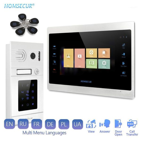 

video door phones homsecur 7" phone intercom system ru menu ip65 camera password ic keyfob unlock ir night vision bc071hd-s+bm701hd-s1