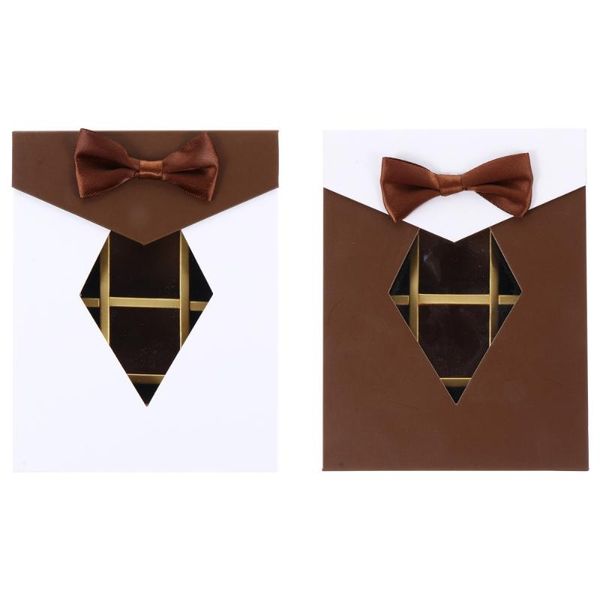 

2pcs paper chocolate container gift packing box festival candy box with bowknot