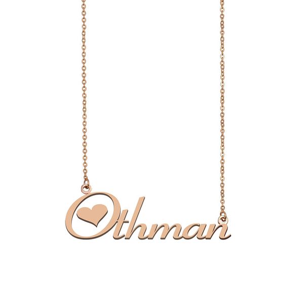 

othman name necklace custom nameplate pendant for women girls birthday gift kids friends jewelry 18k gold plated stainless steel, Silver