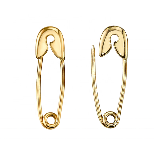 

hoop & huggie lozrunve original 925 sterling silver plain safety pin earring 2021, Golden;silver