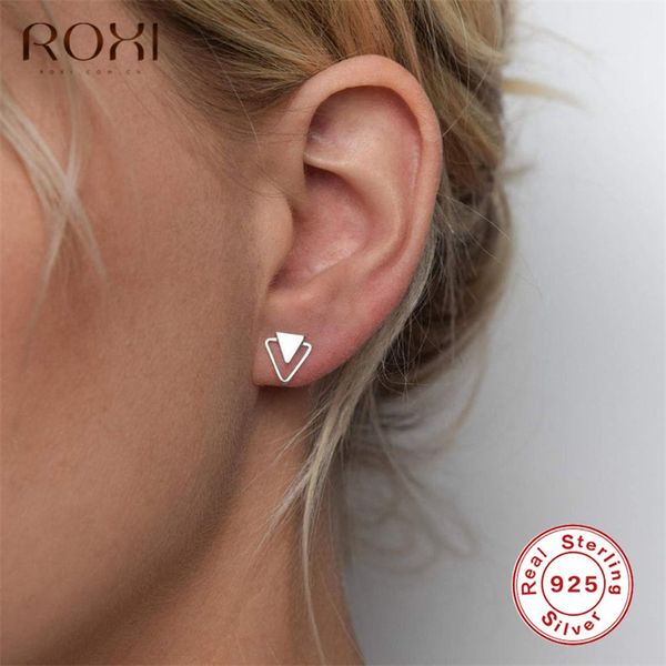 

roxi 925 sterling silver for women personality triangle stud earrings korean fashion jewelry geometric earing girl gift, Black