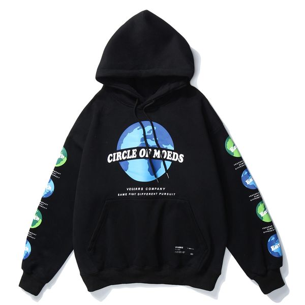 

2021 new fleece globe print hoodies sweatshirts harajuku hip hop streetwear hoodie pullover autumn casual cotton hooded 8y10, Black
