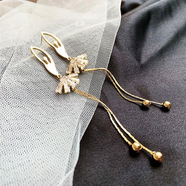 

2020 korea fashion jewelry personality design ballet dancer long tassel earrings elegant crystal earrings for women gift, Silver