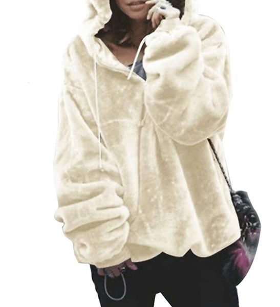 

2021 new autumn winter coats soild sweet hooded women loose casual warm hoodies ladies fleece flannel sweatshirts cmo8, Black
