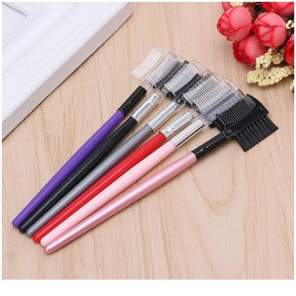 

2 in 1 comb brush lash eyebrow cosmetic makeup eyelash extens jlllwq, Silver