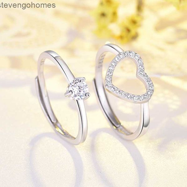 

layer pure women's fashion creative double 925 silver jewelry love two in one ring