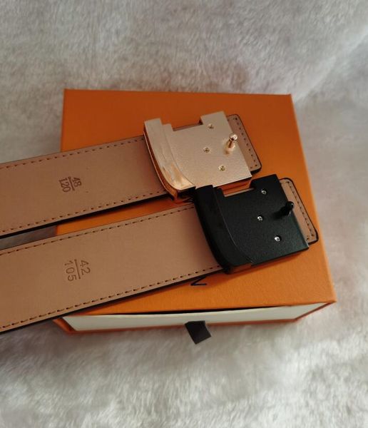 

classic business belts designer belt fashion men black belts women big gold buckle smooth buckle width 3.8cm metal buckle with box, Black;brown