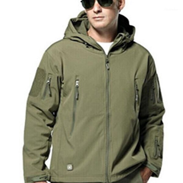 

men outdoor waterproof soft shell jacket windproof winter coat outwear1, Black;brown