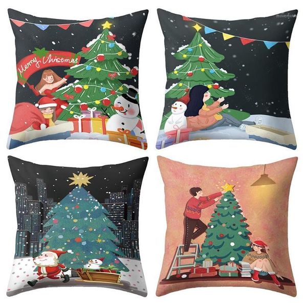 

4pcs Christmas Print Pillow Case Polyester Sofa Car Cushion Cover Home Decor Pillowcase Fashion 2021 New For Living Room 9171