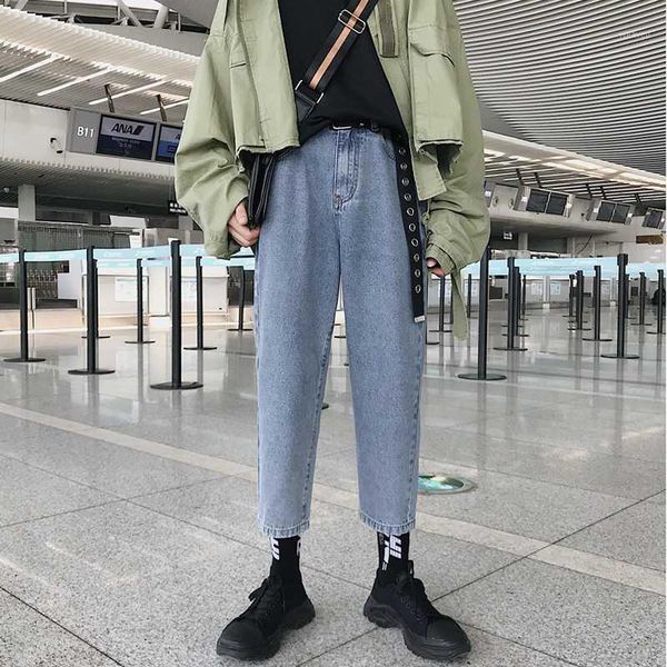 

2018 korea style men's solid color loose jeans blue stretch casual straight pants biker denim baggy trousers plus size s-2xl1