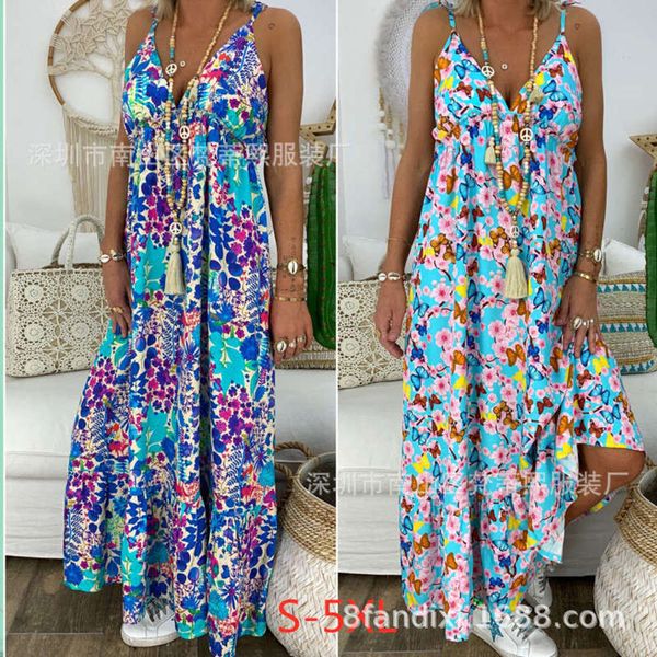 

summer long slim fit mid new length printed holiday beach dress, Black;gray