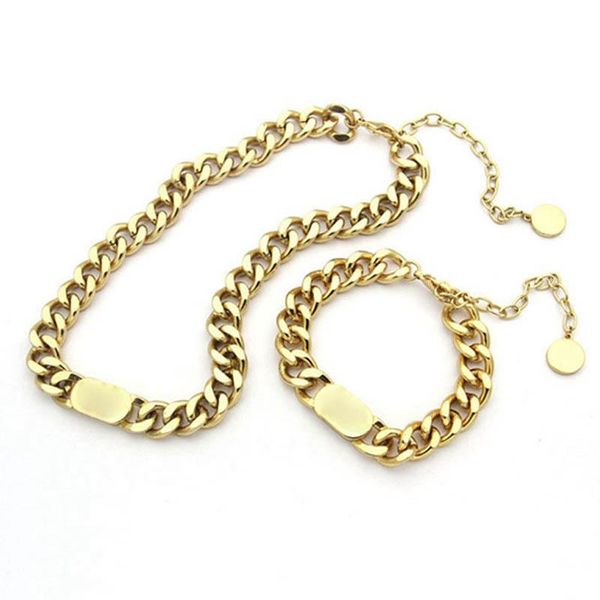 

retro for women necklace set gold simple letters luxury jewelry 2021 new popular korean gift designer stainless steel punk, Silver