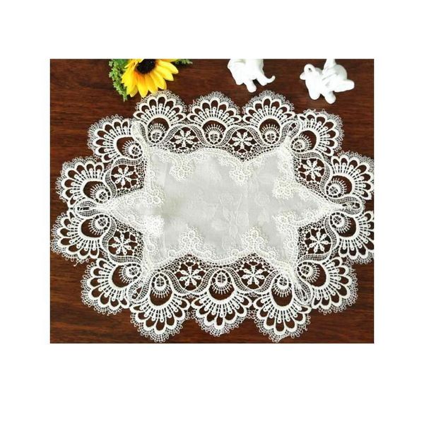 

oval lace table place mat cloth embroidery placemat pad wedding mug coaster cup coffee christmas gift doily napkin jllale
