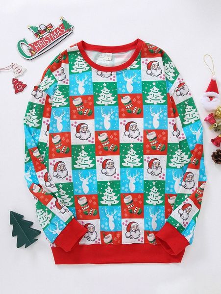 

men 1pc christmas print drop shoulder sweatshirt q71y#, Black