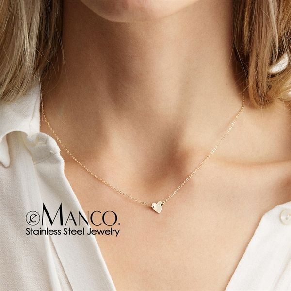 

emanco dainty custom initial stainless steel choker necklace women heart personalized necklace love necklace y200323, Silver