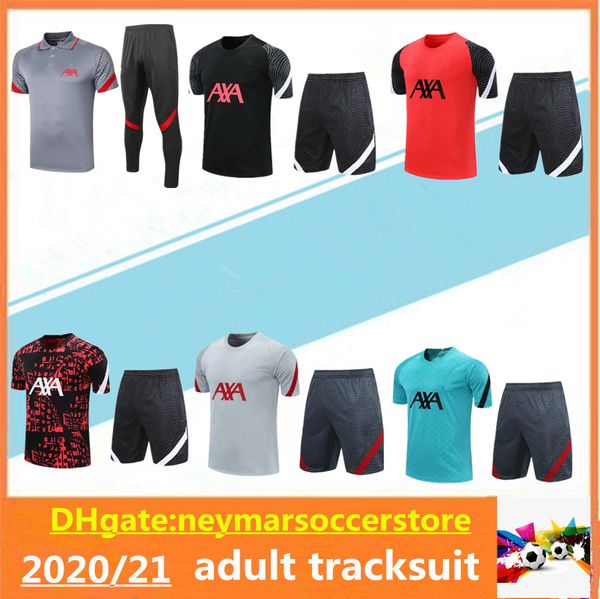 

20 21 soccer short sleeve tracksuit 2020 2021 polo sportswear short maillot de football training suit, Black