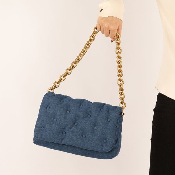 

oversized thick chain handbags women's bag designer blue c1009 2021 messenger big retro luxury quilted denim bag bags shoulder purses u, Red;black