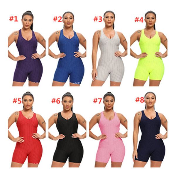

women sleeveless bodysuit jumpsuit shorts rompers one piece pants backless overalls fitness gym yoga sportswear casual clothing f92804, Blue